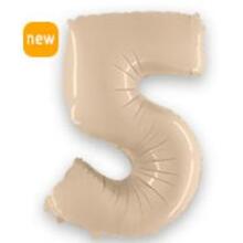 Шар цифра "5" Цвет: Сатин Кремовый. Размер: 40"(100см). Пр-во: FlexMetal (Испания)