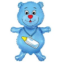 Фольгированный фигурный шар "Мишка с соской голубой". Размер: 92см*59см  Пр-во: FlexMetal (Испания)