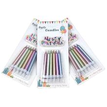 Свічки для торта "металік асорті Happy Birthday". Розмір: 8 див. В упак: 12 шт. JG3019C