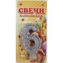 Свечи цифры "Серебро" 6