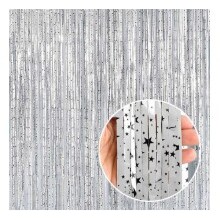 Шторка занавес для фотозоны. Цвет: Серебро Чёрные Звёздочки. Размер: 1м*2м.