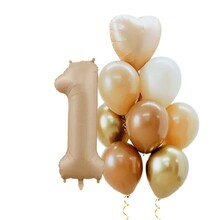 Набор "Цифра 1 с воздушными шарами"  Цвет: Бежевый. Размер: 32"(80см.) Пр-во: Китай.