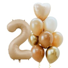 Набор "Цифра 2 с воздушными шарами"  Цвет: Бежевый. Размер: 32"(80см.) Пр-во: Китай.