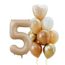 Набор "Цифра 5 с воздушными шарами"  Цвет: Бежевый. Размер: 32"(80см.) Пр-во: Китай.