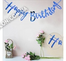 Гірлянда прописна "Happy Birthday". Колір: Синя. Довжина 1,5 м.