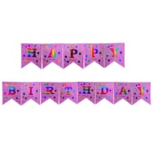 Баннер гирлянда "Happy Birthday" Шарики Розовая. Длина: 5м.