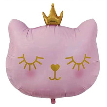 Фольгована фігурна куля "Кішечка з короною рожева".  Розмір: 66см*63см.