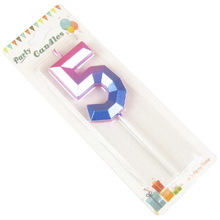 Свеча цифра для торта "Омбре Инстаграм 5". Цвет: Омбре. Высота: 69см. Пр-во: Китай