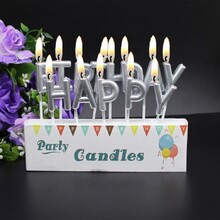 Свечи буквы для торта "Happy Birthday" Цвет: Серебро Хром.