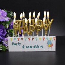 Свечи буквы для торта "Happy Birthday" Цвет: Золото Хром.