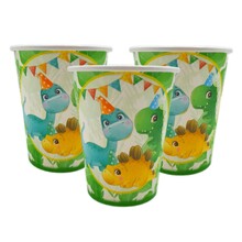 Стаканы праздничные детские "Динозаврики". Объём: 230мл. В упак: 10шт.