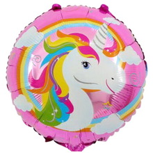 Шар фольгированный круглый "Единорог Радуга". Размер: 18"(45см).