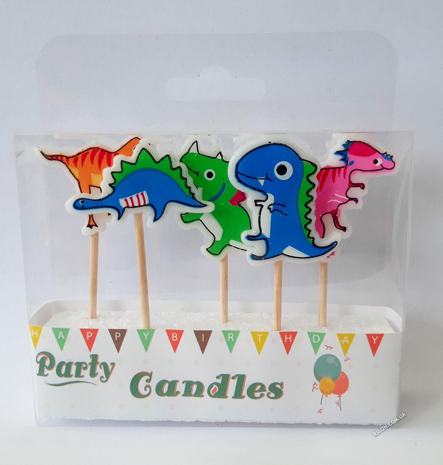 Свічки для торта "Динозаврики" в блістерній упаковці.