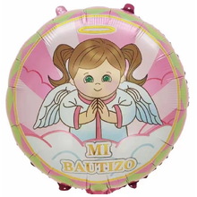 Фольгированный круглый шар "Крещение Девочка" Размер: 18"(45см).