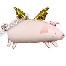 Фольгированный шар "Поросёнок с крыльями" Размер: 46см*72см.