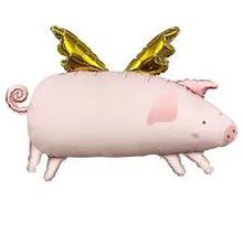 Фольгированный шар "Поросёнок с крыльями" Размер: 46см*72см.