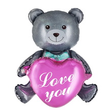 Фольгированный шар "Медвежонок с Сердцем серый" Размер: 60см*40см.