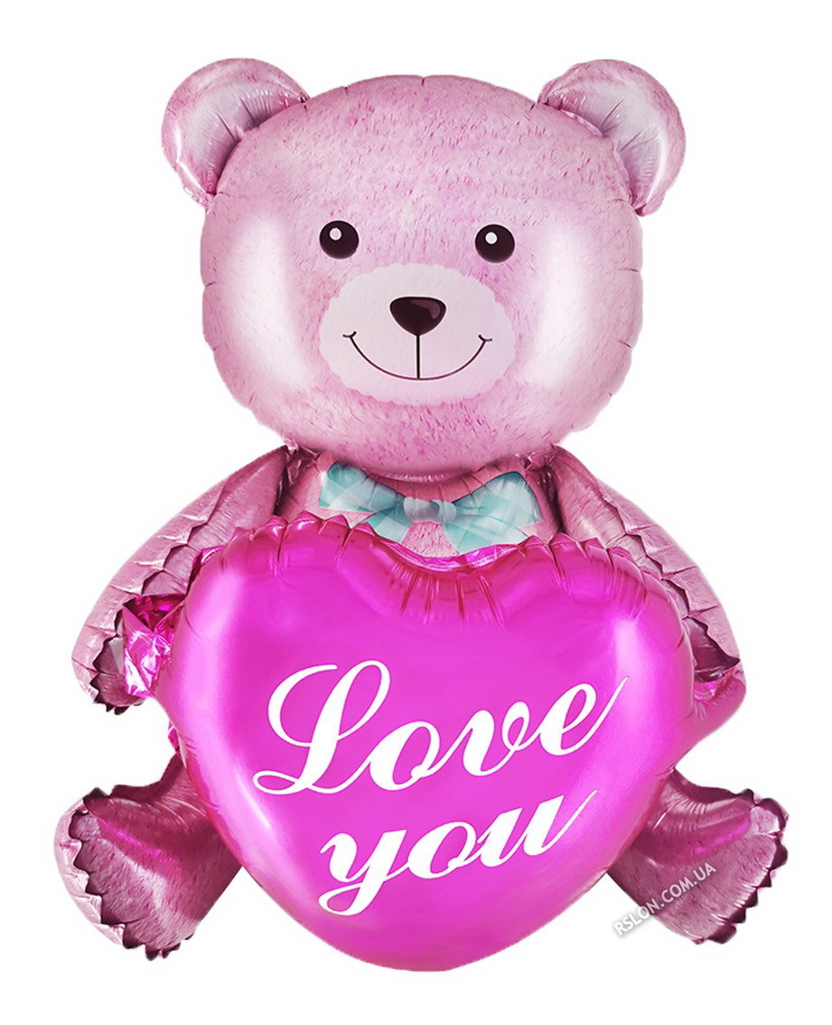 Фольговані кулі "Ведмедик з Серцем рожевий" Розмір: 60см*40см.