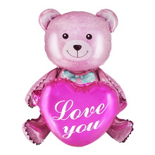 Фольгированный шар "Медвежонок с Сердцем розовый" Размер: 60см*40см.