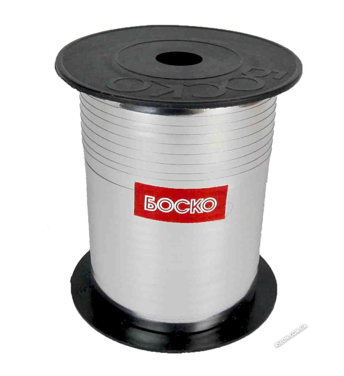 Стрічка для кульок. Колір: Срібло. Довжина: 110м. Вир-во: Боско (Україна)