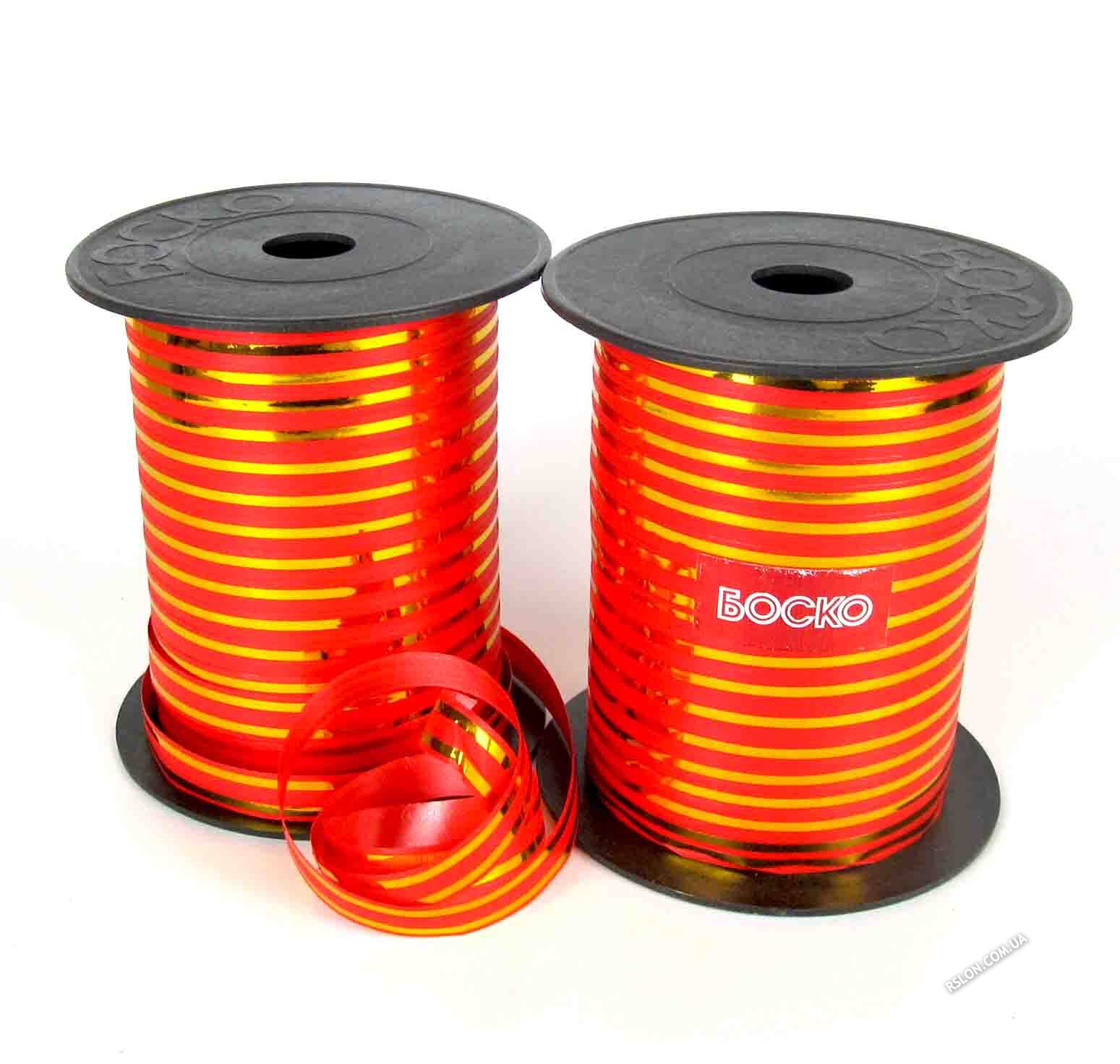 Лента для шариков. Цвет: Красный Люрекс. Длина: 50м. Пр-во: Боско (Украина)