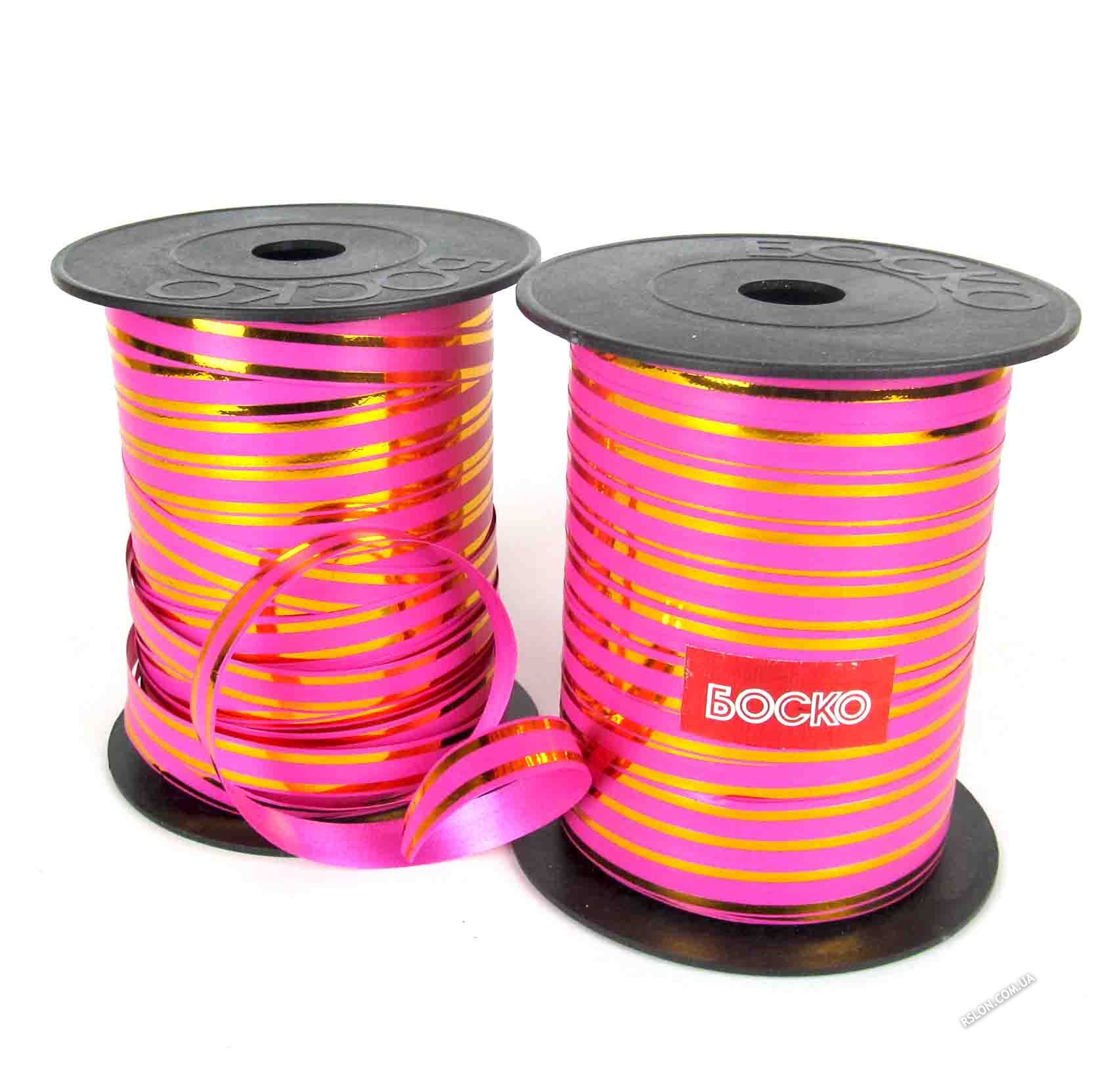 Стрічка для кульок. Колір: Рожевий Люрекс. Довжина: 50м. Вир-во: Боско (Україна)