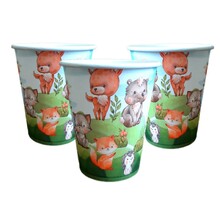 Стаканы праздничные детские "Лесные звери". Объём: 230мл. В упак: 10шт.