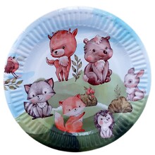 Тарелки праздничные детские "Лесные звери". Размер: 18см. В упак: 10шт.