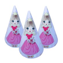 Колпачки праздничные "Принцесса с цветами". Размер: 16см. В упак:10шт