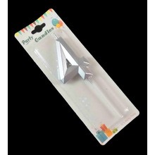 Свеча цифра для торта "Crystal 4". Цвет Серебро. Пр-во Китай