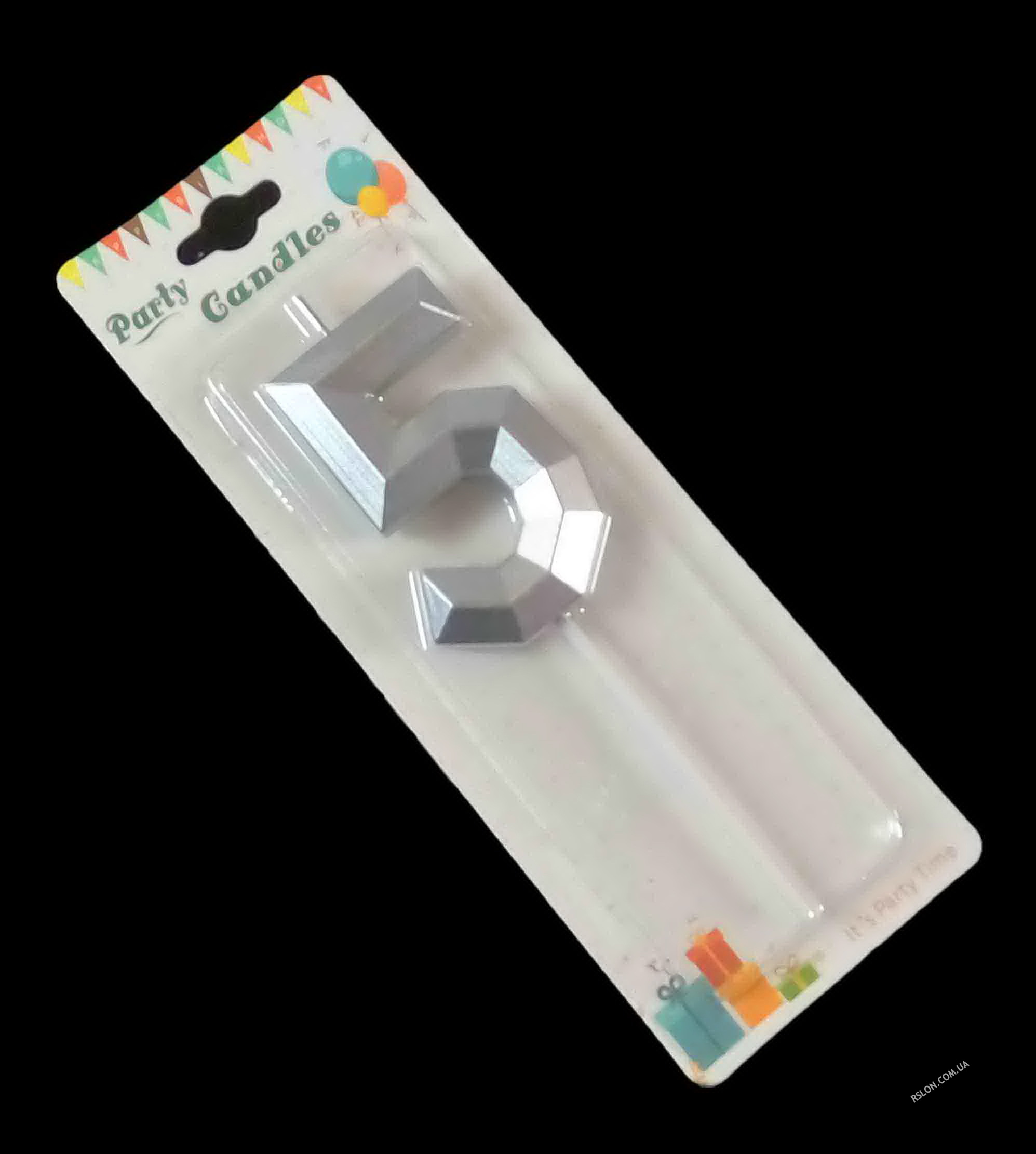 Свічка цифра "Crystal 5". Колір: Срiбло.