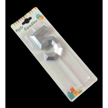 Свеча цифра для торта "Crystal 5". Цвет Серебро. Пр-во Китай