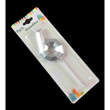 Свеча цифра для торта "Crystal 6". Цвет Серебро. Пр-во Китай