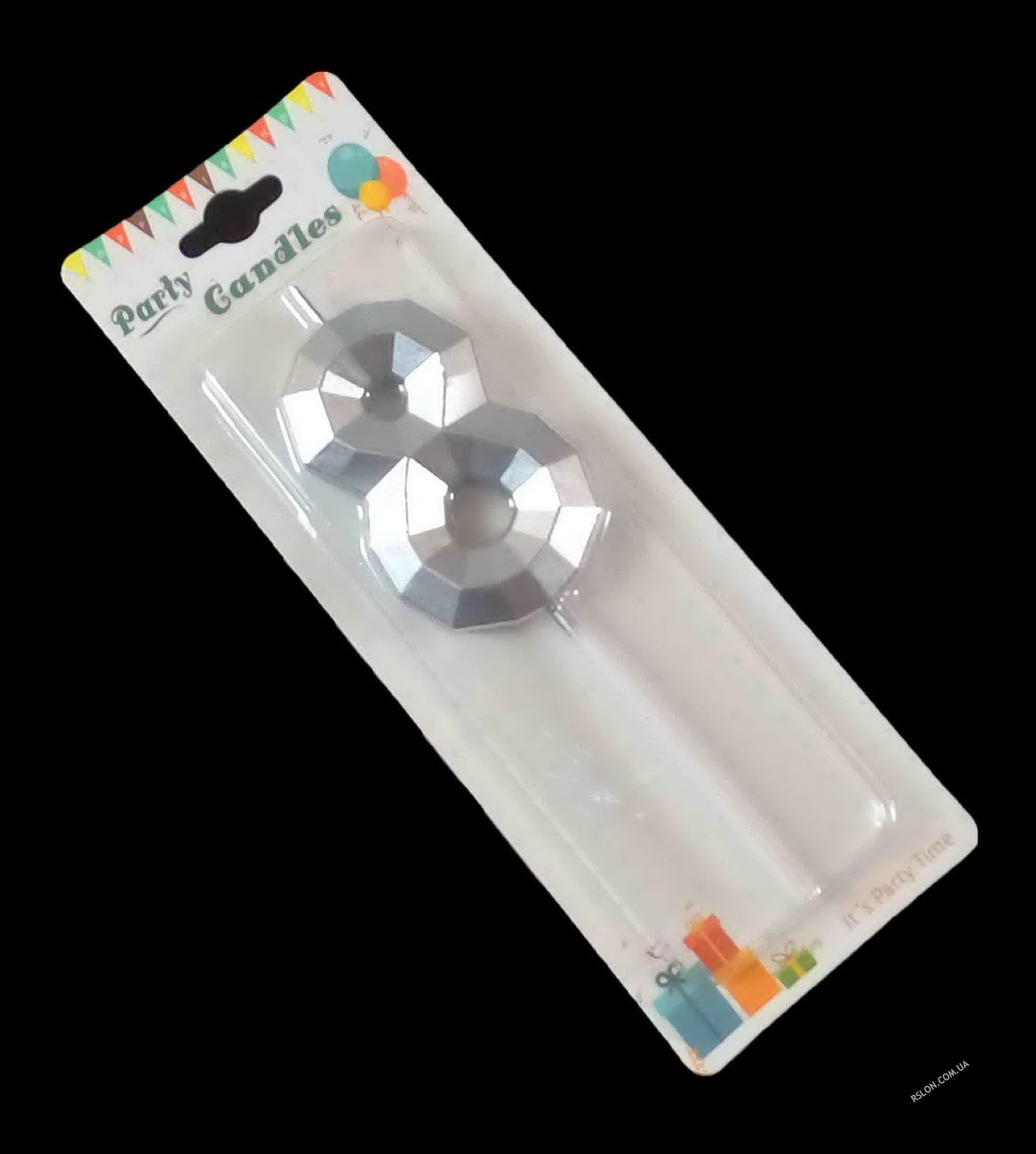 Свічка цифра "Crystal 8". Колір: Срiбло.