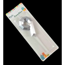 Свеча цифра для торта "Crystal 9". Цвет Серебро. Пр-во Китай