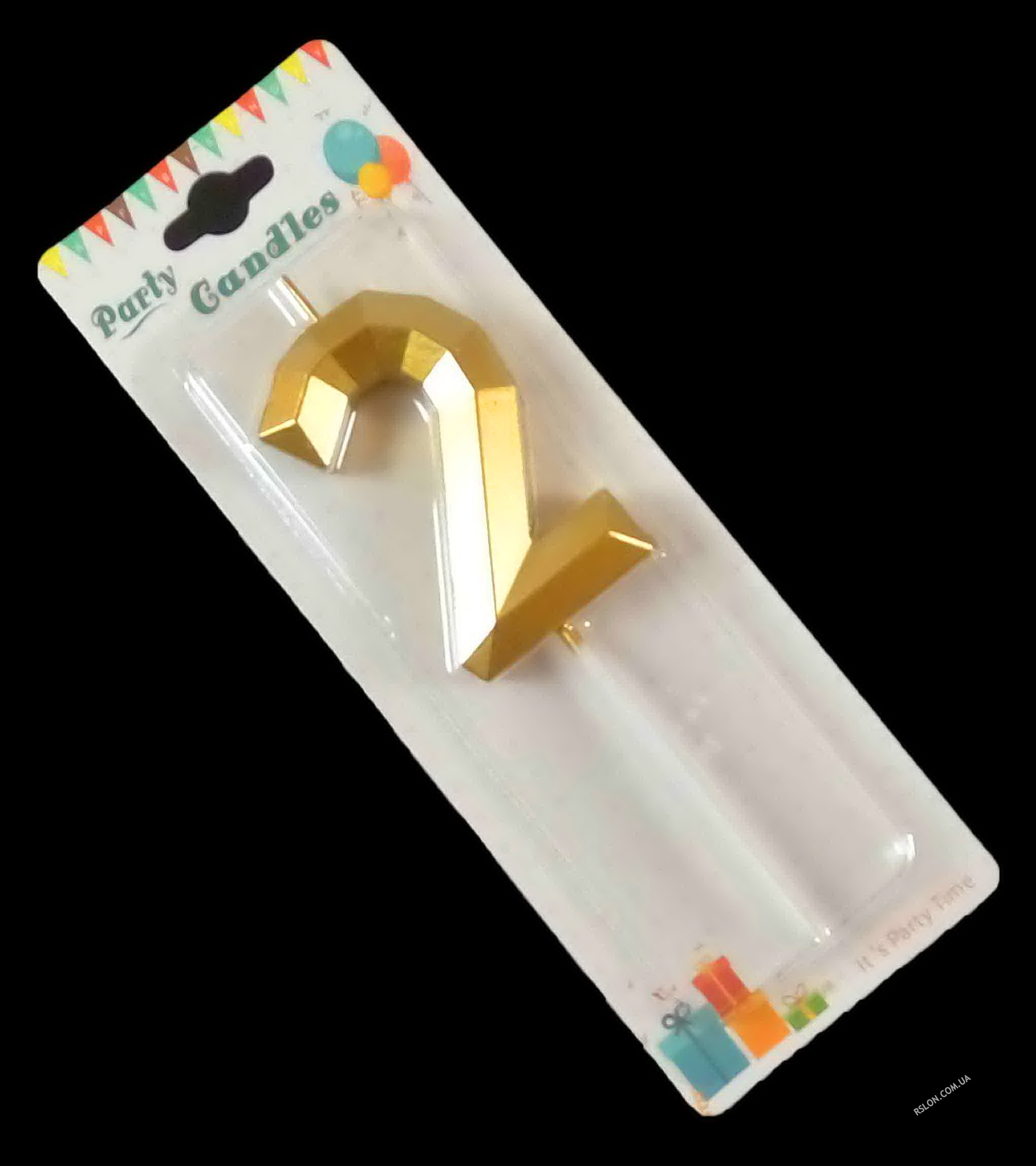 Свічка цифра "Crystal 2". Колір: Золото.