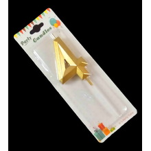 Свеча цифра для торта "Crystal 4". Цвет Золото. Пр-во Китай