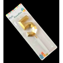 Свеча цифра для торта "Crystal 5". Цвет Золото. Пр-во Китай