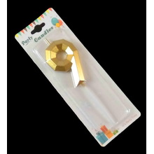 Свеча цифра для торта "Crystal 9". Цвет Золото. Пр-во Китай