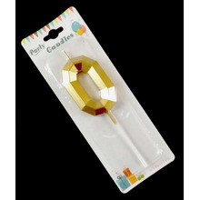 Свеча цифра для торта "Crystal 0". Цвет Золото. Пр-во Китай