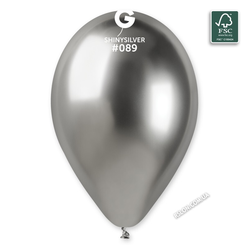 Воздушные шары "Хром" 13"(33см). Цвет: Серебро (Shiny Silver) В упак:50шт. ТМ "Gemar" Италия