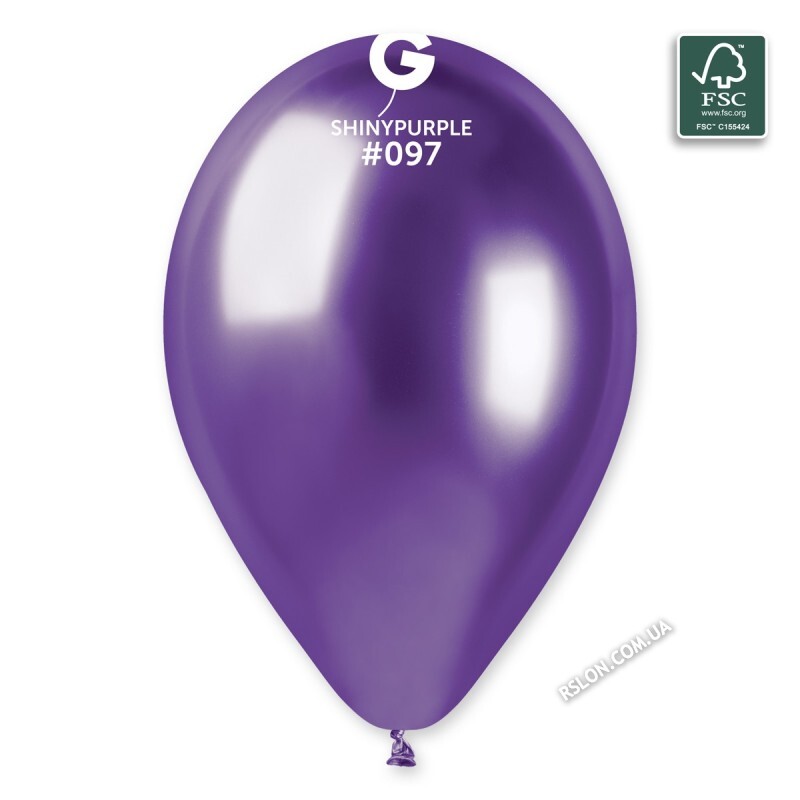 Повітряні кулі "Хром" 13"(33см). Колір: Бузковый (Shiny Purple)  В упак:50шт. ТМ "Gemar" Италия
