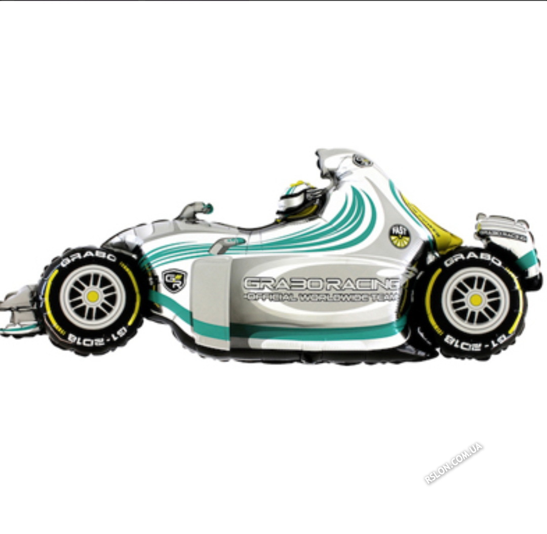 Фольговані кулі "Болид Формула 1" Бiла. Розмір: 52см*110см.