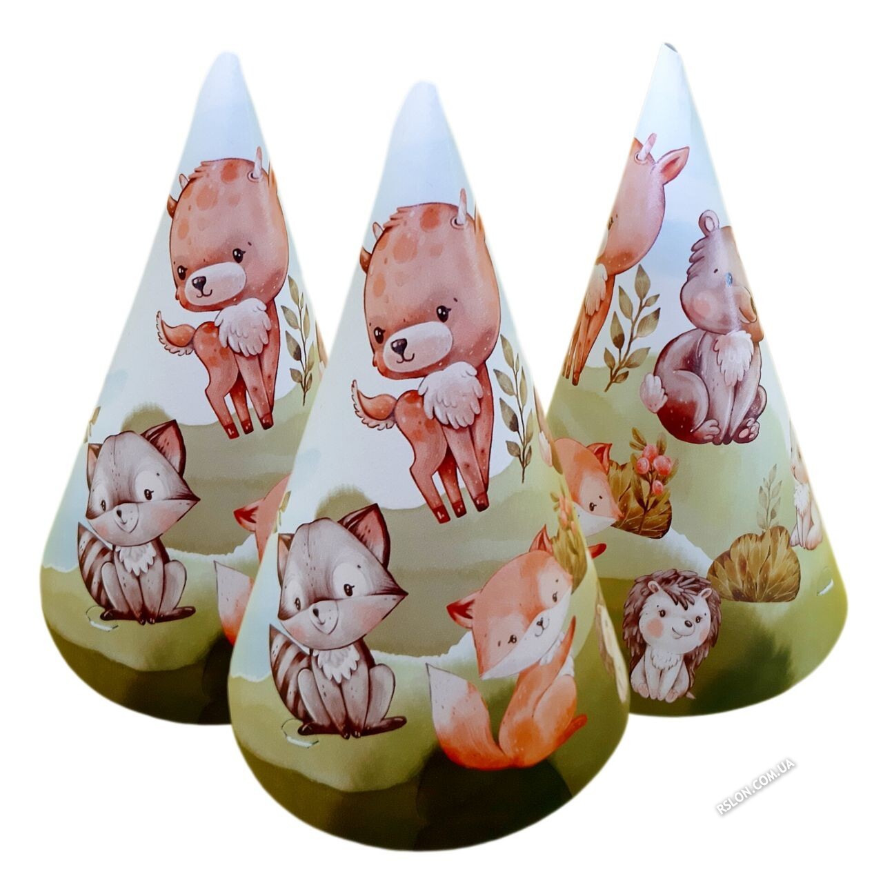 Ковпачки святкові "Лісовi звiрята". Розмір: 16см. В упак:10шт