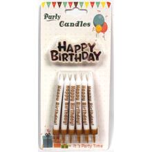 Свечи для торта "Золотая надпись Happy Birthday". Размер: 8 см. В упак: 12 шт. JG3017C-14