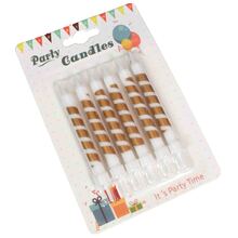 Свечи для торта "Белые с золотой полоской". Размер: 8см. В упак: 6шт.