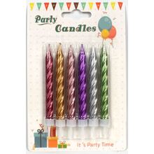 Свечи для торта "Спиральки Металлик Цветные". Размер: 8см. В упак: 6шт.