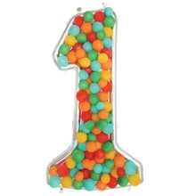 Рамка з фольгованої цифри 1 з повітряними кулями. Розмір: 65"(165см.) Вир-во: Китай.