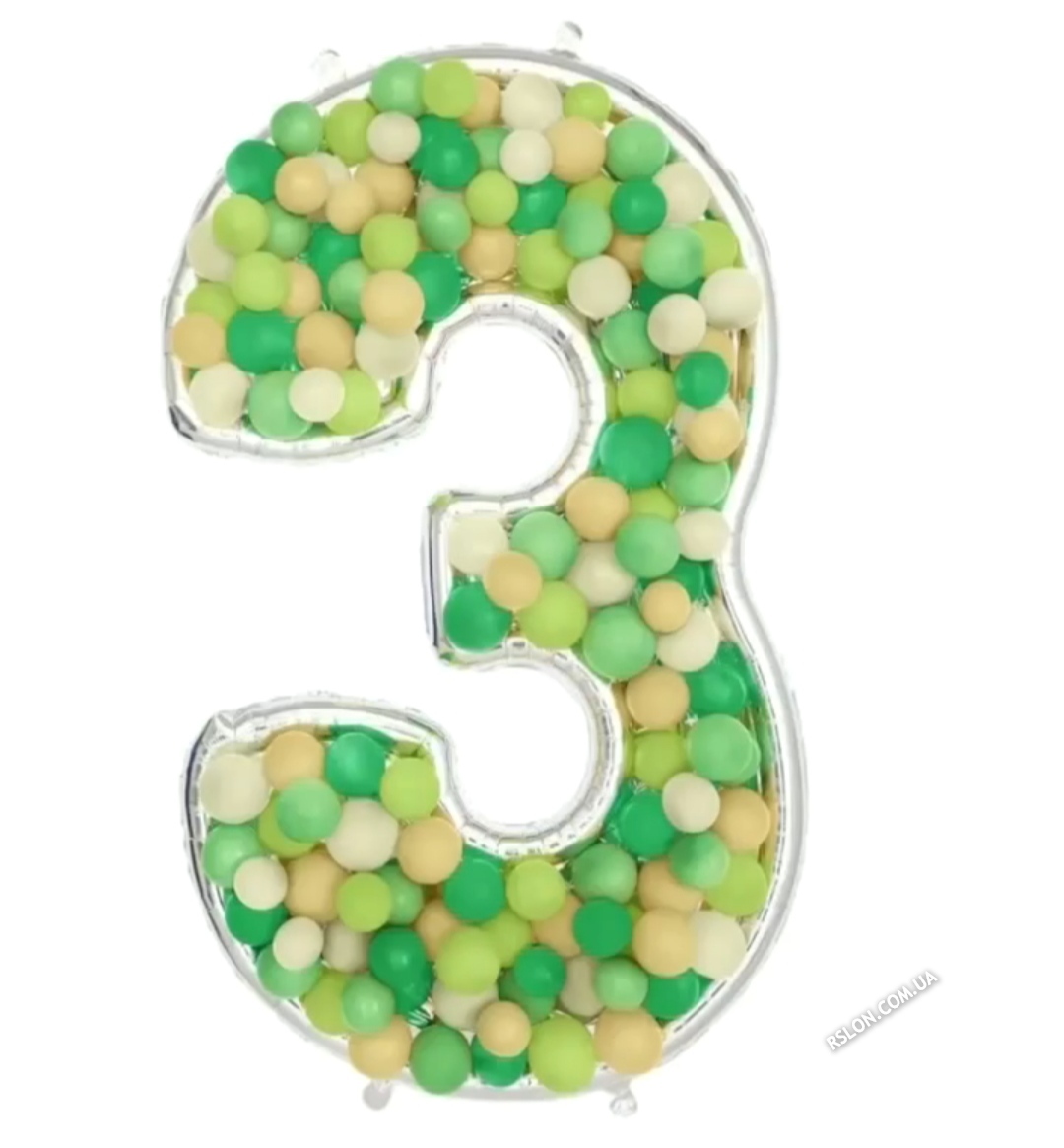 Рамка з фольгованої цифри 3 з повітряними кулями. Розмір: 65"(165см.) Вир-во: Китай.