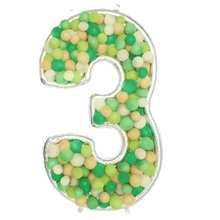 Фольгированная рамка цифра 3 с воздушными шарами". Размер: 65"(165см.) Пр-во: Китай.